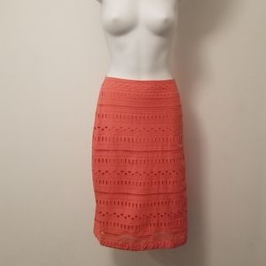 DE Collection patterned peach skirt SZ Like new condition 100% cotton